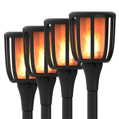 Torche solaire rustique à flamme solaire (poteaux en plastique) - paquet de 4