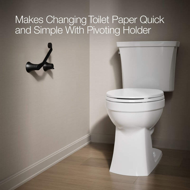 Simplice Pivoting Toilet Paper Holder, Matte Black