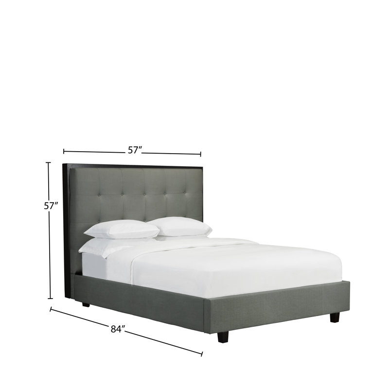 Lit plateforme en tissu d’ameublement, Frêne, Double