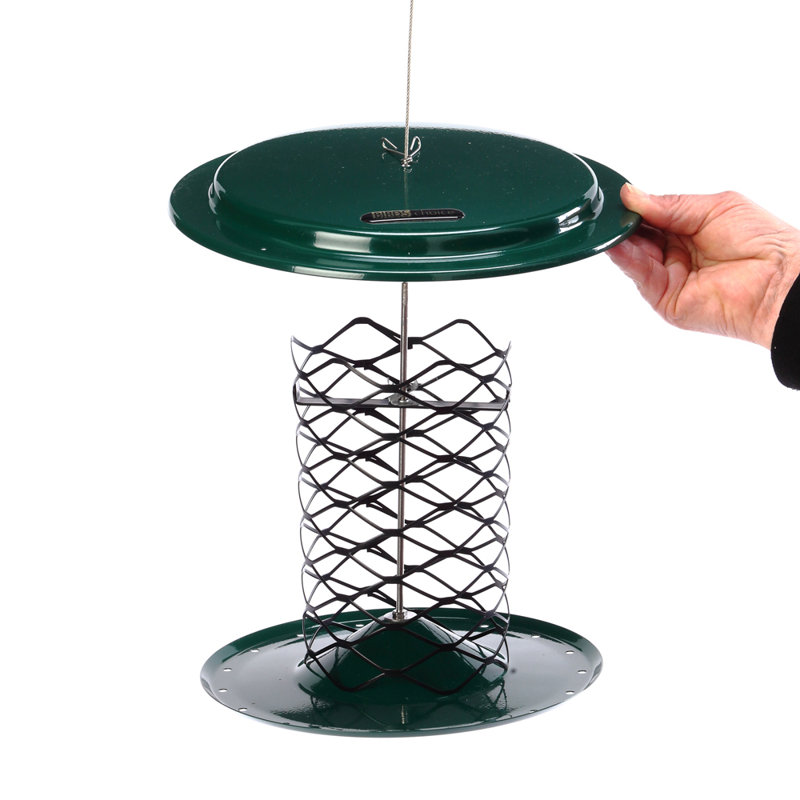 Green and Black Metal Hanging Tube Bird Feeder