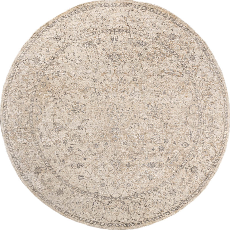 Handmade Silk and Wool Area Rug, Round 8'