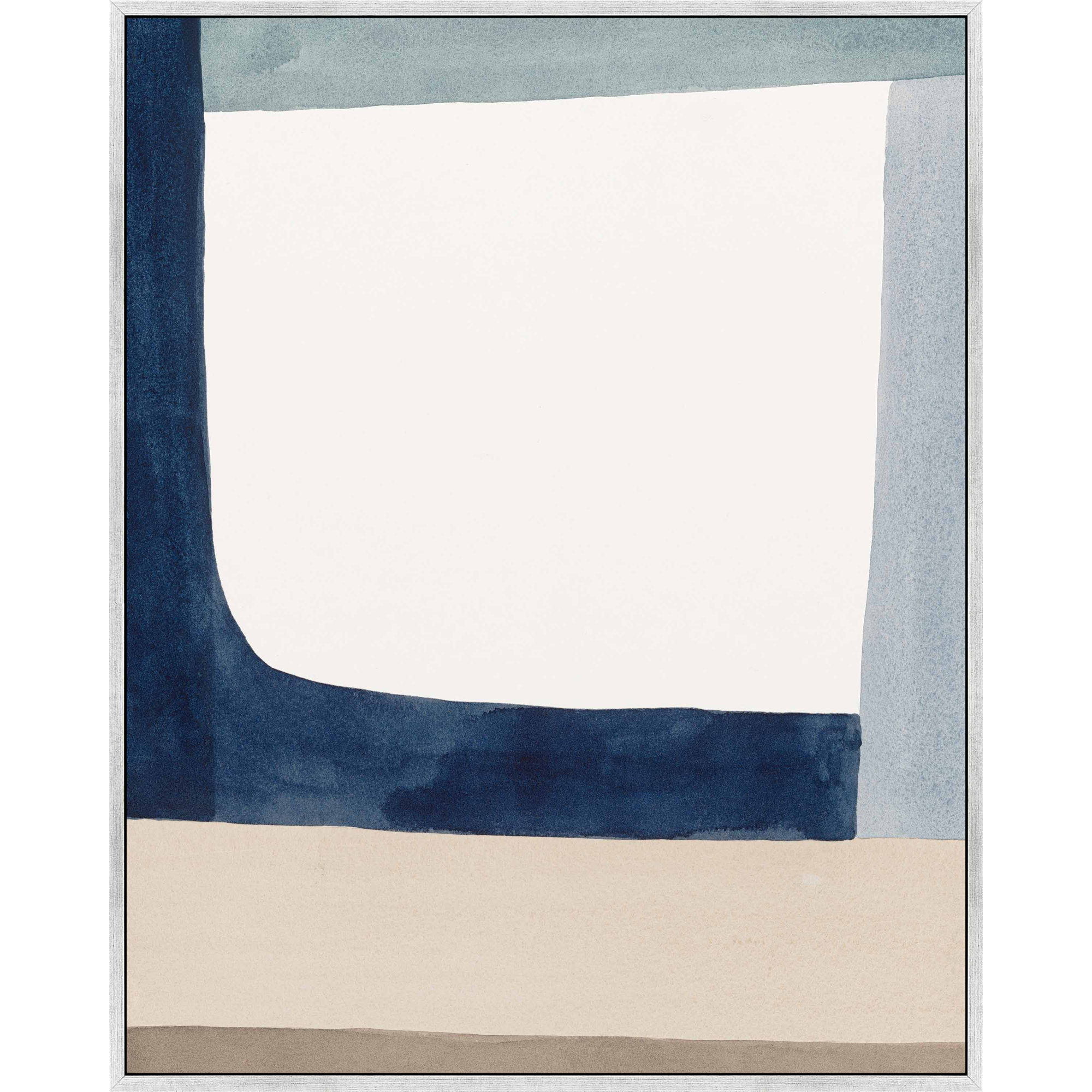 Composition In Blue 1 by Julia Balfour, Silver Framed Canvas, 20" H x 16" W x 1.38" D
