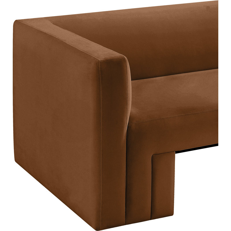 Hosie 63" Velvet Square Arm Loveseat, Saddle Velvet