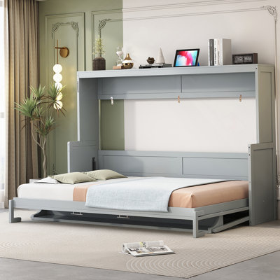Queen Size Murphy Bed With Hydraulic Lift & Desk Design