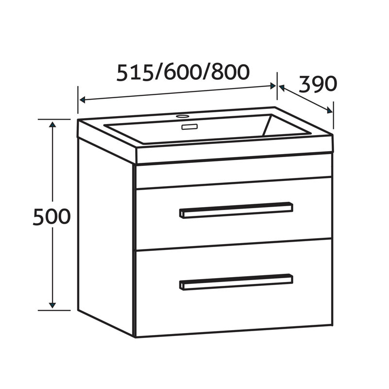 Whitfield 800mm Single Bathroom Vanity with Integrated Glass Basin, Light Elm, Glass