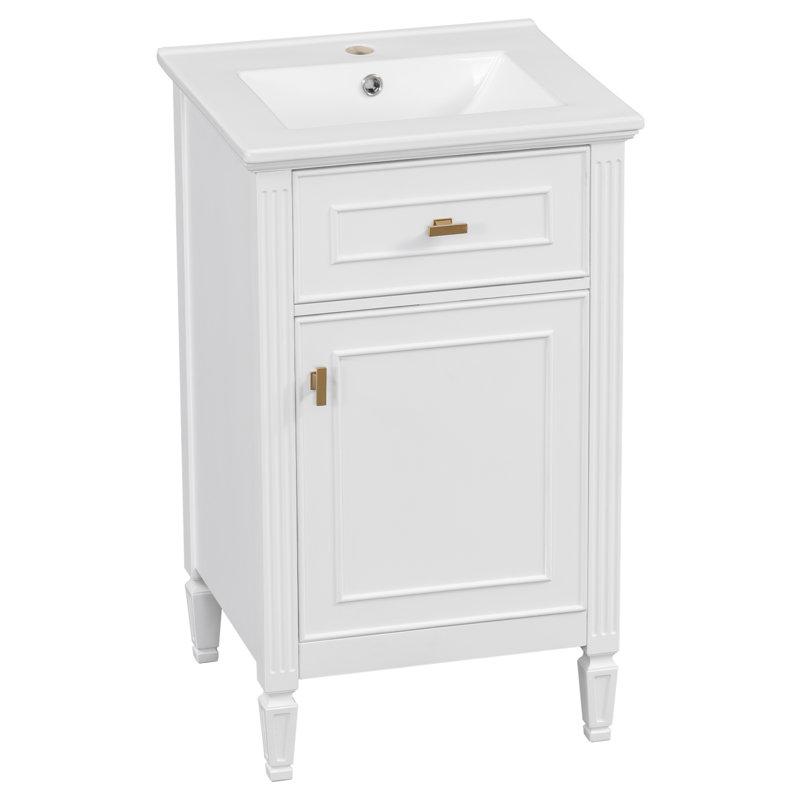 Meuble-lavabo simple 20 po avec comptoir en céramique, Blanc