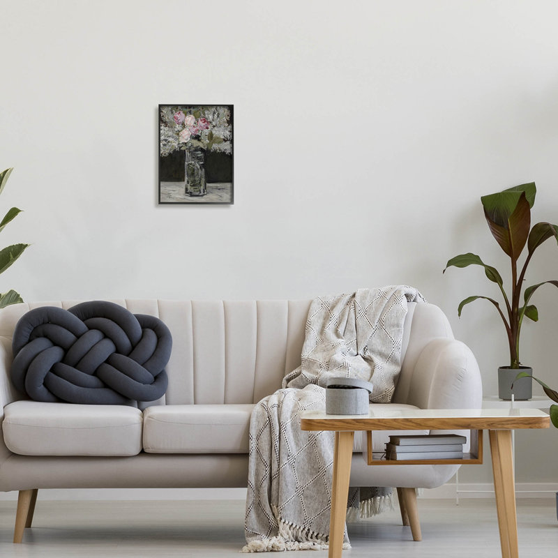 Art traditionnel giclée par bouquet de roses, Giclée encadrée noir minuit, H 14 po x l 11 po x P 1,5 po