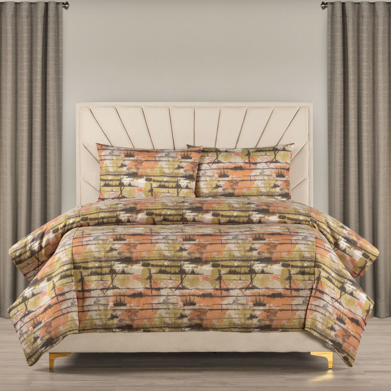 Literie Graffiti, Housse de couette double et 2 taies décoratives s, Melon