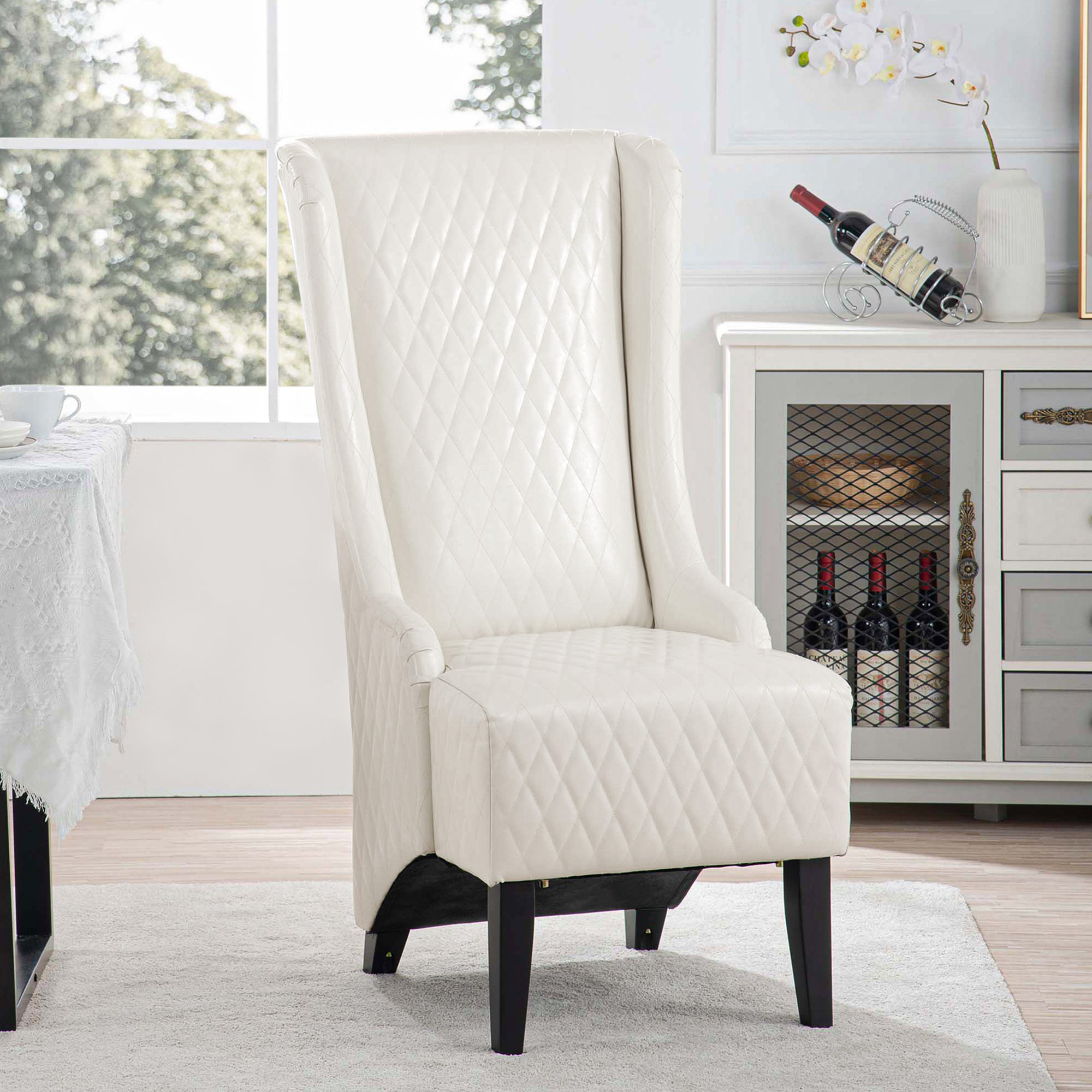 Lark Manor™ Nelson High-Back PU Leather Accent Chair with Wooden