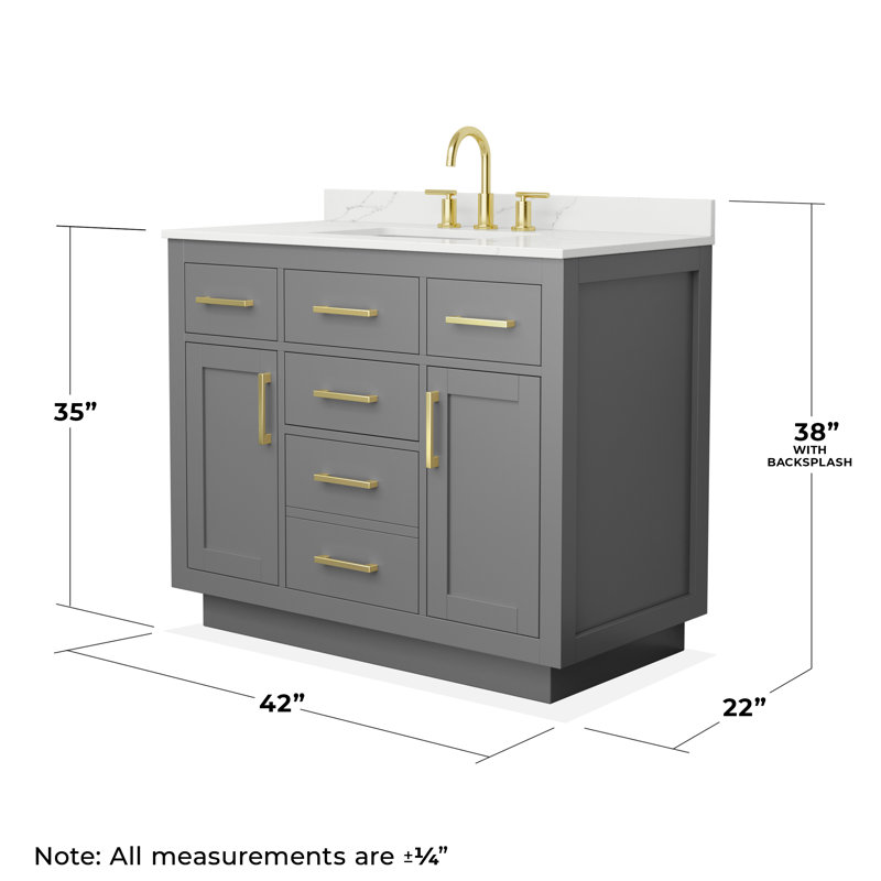 Beckett TK 42'' W Vanity, 8" Center, Brushed Gold