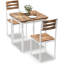 Ensemble de table à manger 3 pièces, ensemble de table et chaises de style campagnard pour 2 personnes, ensemble de salle à manger pour appartement de cuisine, blanc et brun