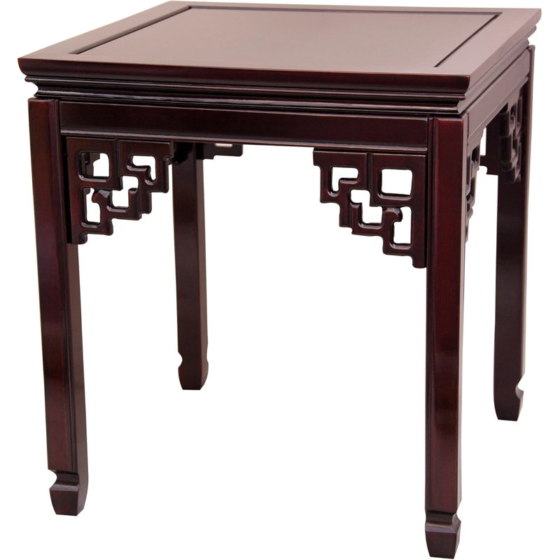 Rosewood Square Ming End Table With Floating Panel Design - Handcrafted Chinese Style Accent Table For Living Room, Bedroom, Or Office