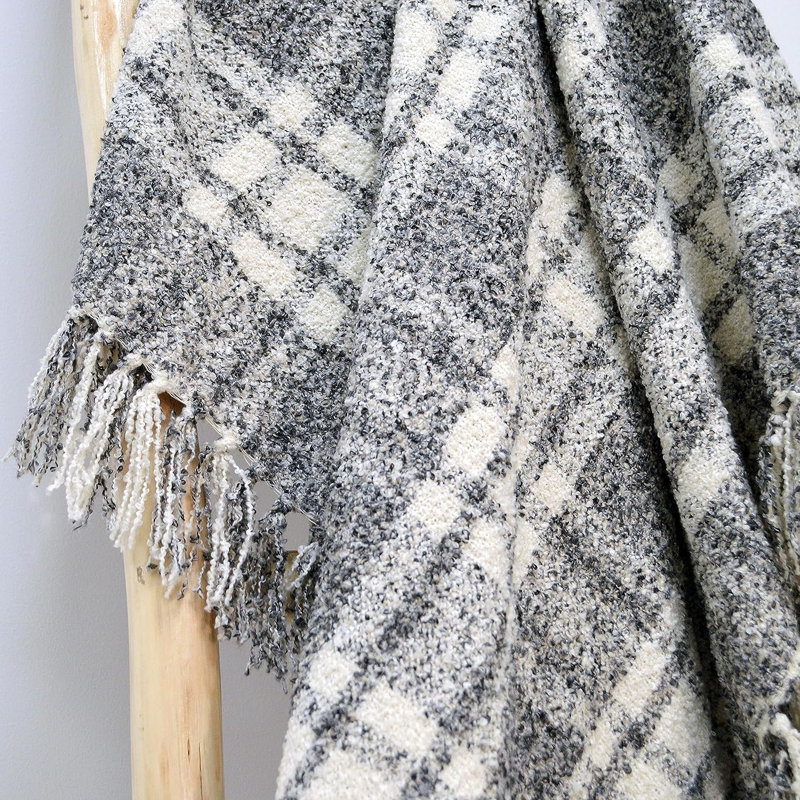 Runnells Chenille Tartan Throw, W125 x L150cm, Grey