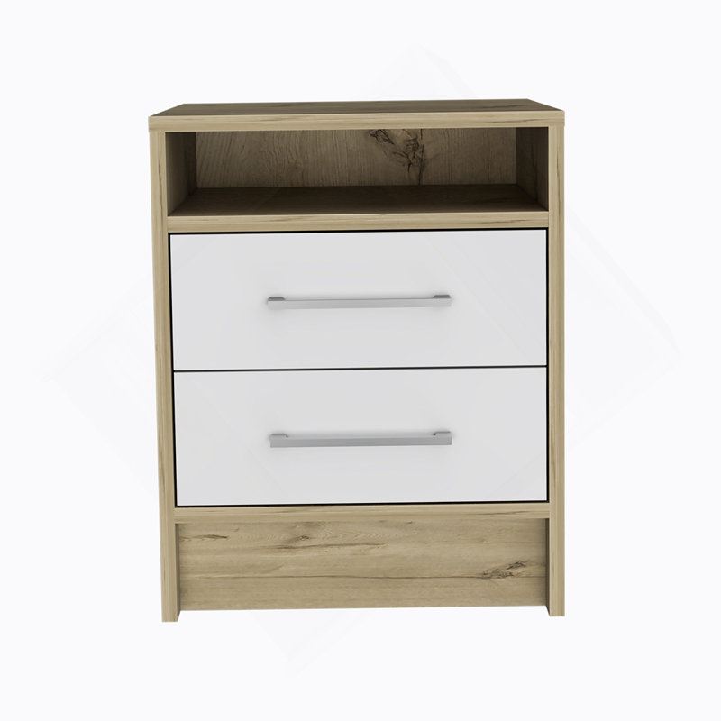 Rowley 2-Drawer 1-Shelf Rectangle Nightstand, White