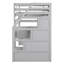 Lit mezzanine simple avec bureau, escalier de rangement et tablettes grises, tiroirs-117516176-117516177