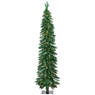 Pre-Lit Pencil Alpine Artificial Christmas Tree - Clear Lights