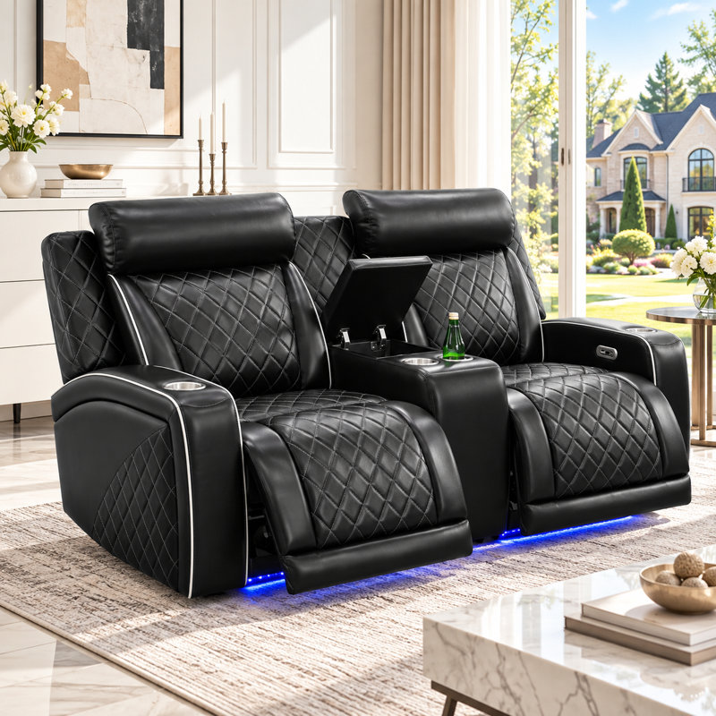 Ensemble de canapés inclinables électriques 2 pièces en similicuir haut de gamme pour salon