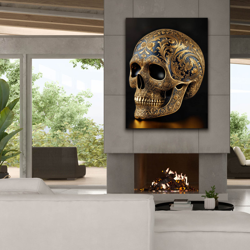 Toile épique «Golden Skull» par Rey Klimt