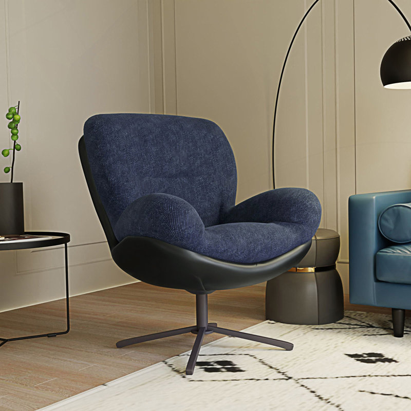 Chaise de bureau pivotante à 360 °, chaise moderne avec base en métal, Marine
