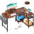 Moutanabi L-Shaped Metal Base Computer Desk with Power Outlet