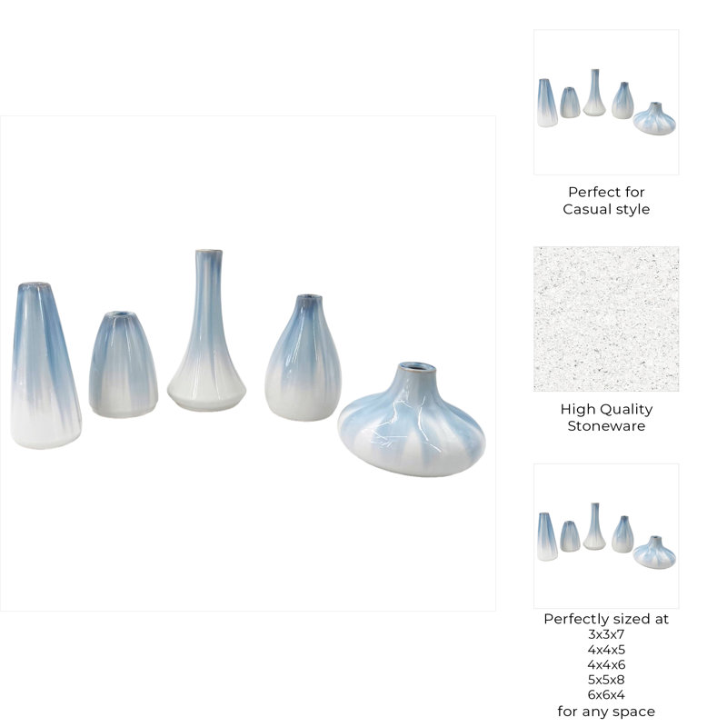 Gresham Handmade Stoneware Table Vase, Blue