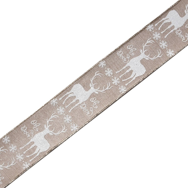 Cerf et ruban à motif de flocons de neige