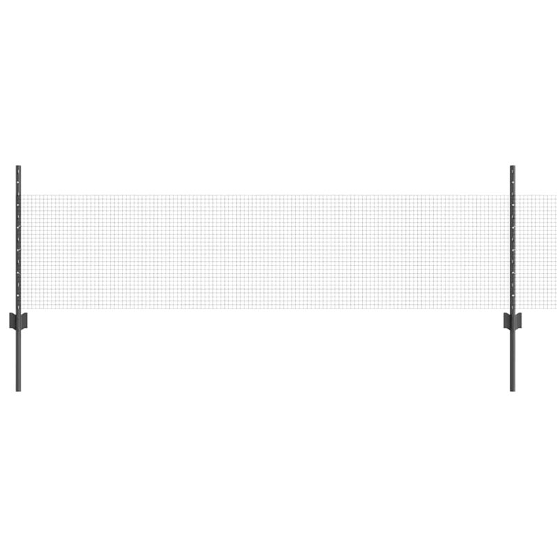 Vidaxl Fence With Posts Steel, Grey, 50cm H x 5000cm W x 2.7cm D