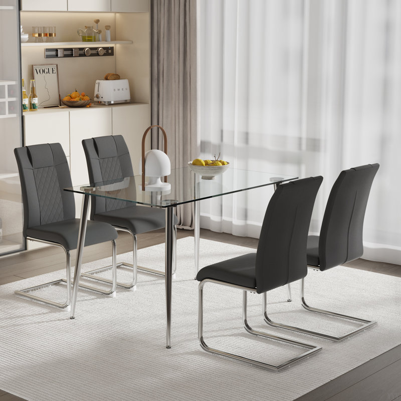 Ensemble de table et de chaises. Table de salle à manger en verre, ensemble de chaises, chaises et 1 table Dimensions de la table: l 51 po x P 31,5 po x H 30 po