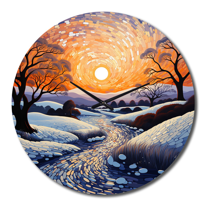 Horloge murale Winter River At Night I, Grand