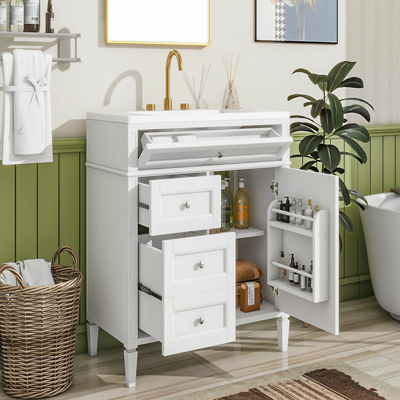 Modern Bathroom Vanity With Abundant Storage And Stylish Design, White