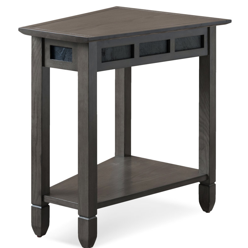 Recliner Solid + Manufactured Wood Wedge Table in Smoke Gray and Black Slate