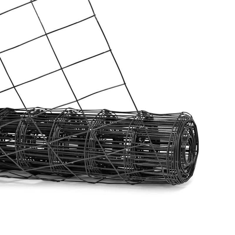 Fencer Wire Vinyl Coated 16 Gauge Welded Fence Wire Roll, Mesh Size 2-Inch x 3-Inch, Black, 5 ft. x 50 ft.