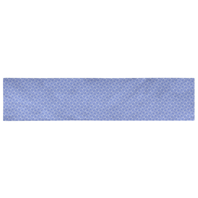 Chemin de table géométrique avicia, 72 po x 16 po, Bleu / Blanc, Polyester