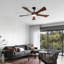 52 Inch Ceiling Fan With 22W Led Light And Remote Control 5 Abs Blades For Bedroom