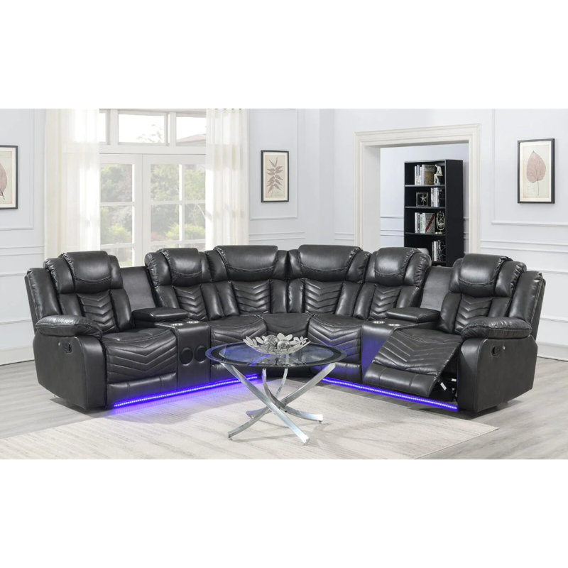 Anacristina 3-piece Reclining Sectional, Gray Leather
