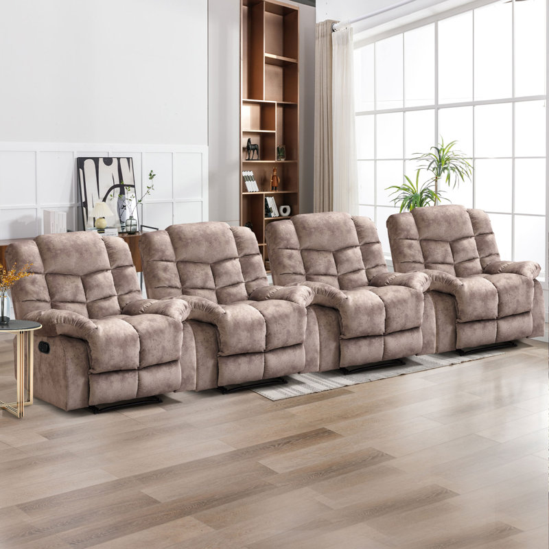 Fauteuil inclinable manuel rembourré en microfibre de 39,4 po de largeur avec accoudoirs Preana