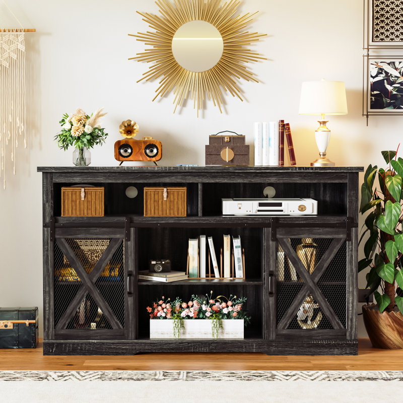Farmhouse Tv Stand For 65 Inch Tv, Dark Gray