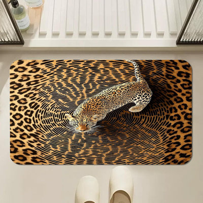 Tapis de bain Cheetah Print, tapis de salle de bain léopard 3D, tapis à imprimé animal pour la salle de bain, tapis de bain Western Wildlife, tapis de bain diatomacé, absorbant et antidérapant, lavable et à séchage rapide, 16 po x 24 po