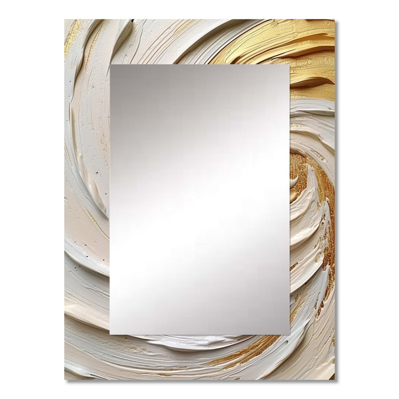 Gold Eternal Swirl IV - Abstract Spirals Mirror, Gold Decorative Wall Mirror, Printed Metal Art, 32" x 24"
