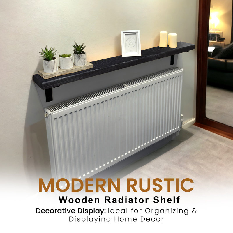 Ryesha Wood Radiator Shelf, 4.5cm H x 100cm W x 14.5cm D, Black