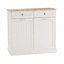 Armoire poubelle de cuisine à deux tiroirs et deux compartiments inclinables - blanc-1307775467