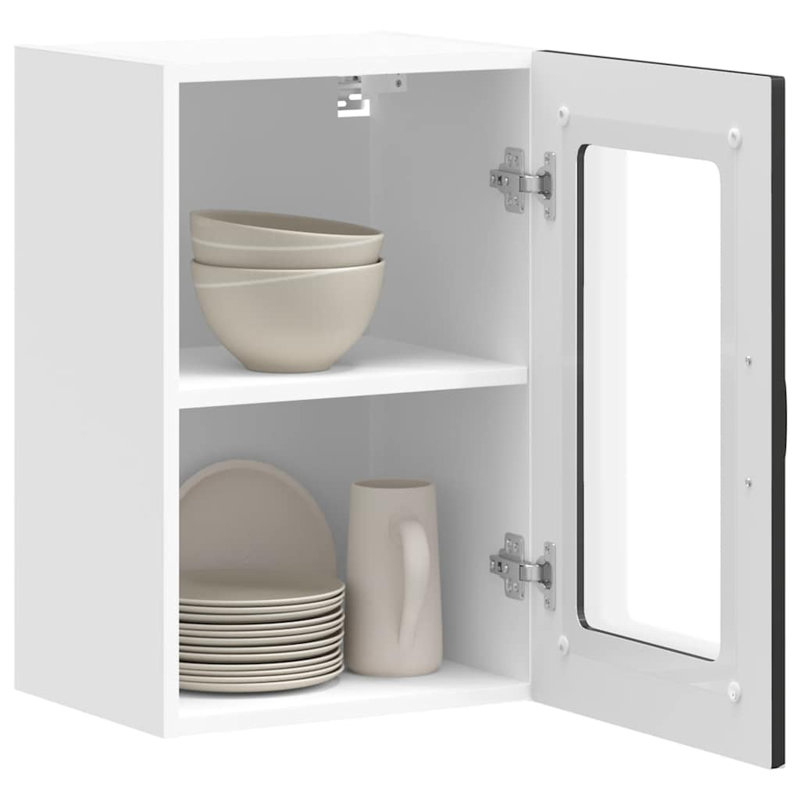 Kitchen Wall Cabinet With Glass Door Kalmar Engineered Wood, Black