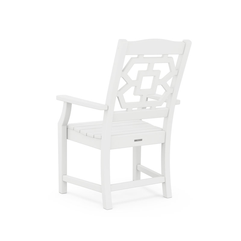 Chinoiserie 4 - Person Patio Dining Set with Round Table, White