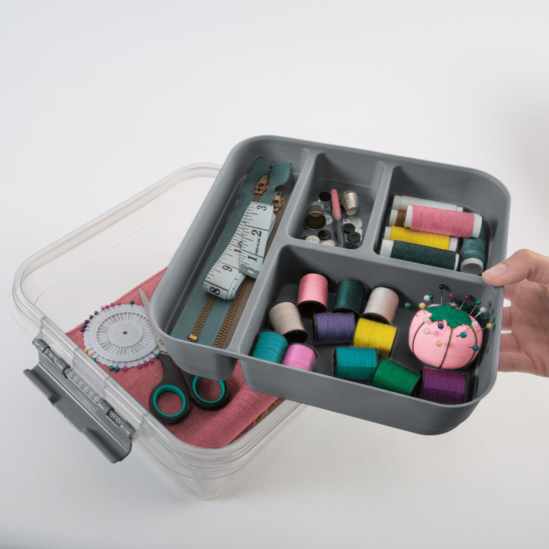  5 Compartment Gift Supply Storage Box in Grey, Gray