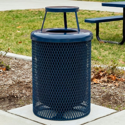 Poubelle de jardin revêtue, format extensible, bleu foncé, avec couvercle