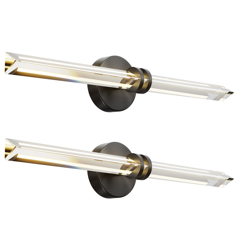 2PCS-Bathroom Vanity Lighting Fixture Strip Wall Light Modern Clear Crystal Wall Sconce Indoor All Copper Decor Wall Lamp for Bathroom Hallway Entryway Balcony