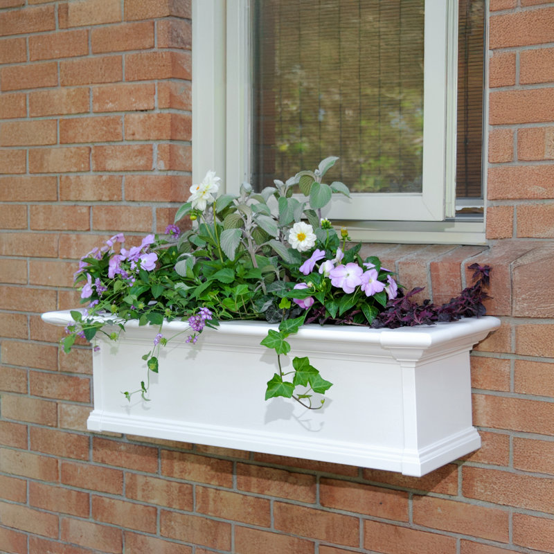 Anand Resin Window Box with Water Reservoir, 10" H x 36" W x 12" D, White