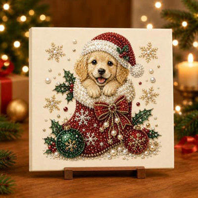 Décorations de Noël bricolage, perle de Noël, ensemble de peinture perle encadrée, ensemble d'art sur toile strass avec manuel d'instructions Artisanat des Fêtes pour adultes