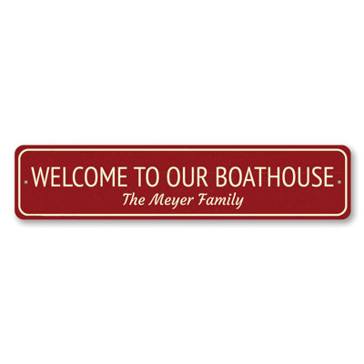 Enseigne en aluminium personnalisée «Boat House Welcome»