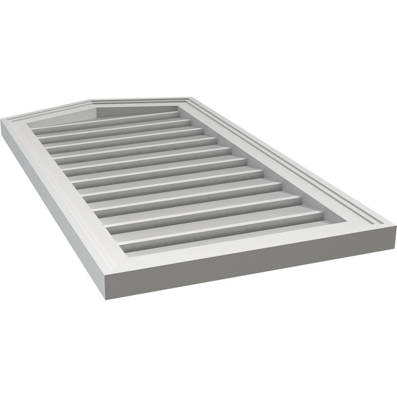 Peaked Top Surface Mount Signature Urethane Functional Gable Vent 4/12 Pitch, Primed Tan, 34" H x 18" W x 1.5" D, 4/12